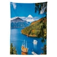 thumbnail image 3 of Ambesonne Pirate Ship Tablecloth Rectangular Table Cover, Lake Ashi in Japan, 60"x84", Green Blue Orange, 3 of 4