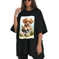 thumbnail image 4 of Plus Size Shirt for Women Black Tops for Women Oversized Short Sleeves Shirt for Women Puppy T Shirt Crewneck Shirt for Women XL, 4 of 5