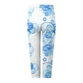 thumbnail image 4 of HCNTES Women Floral Print High Waist Capris Knee Length Slim Fit Yoga Cropped Trousers(Sky Blue,L), 4 of 5