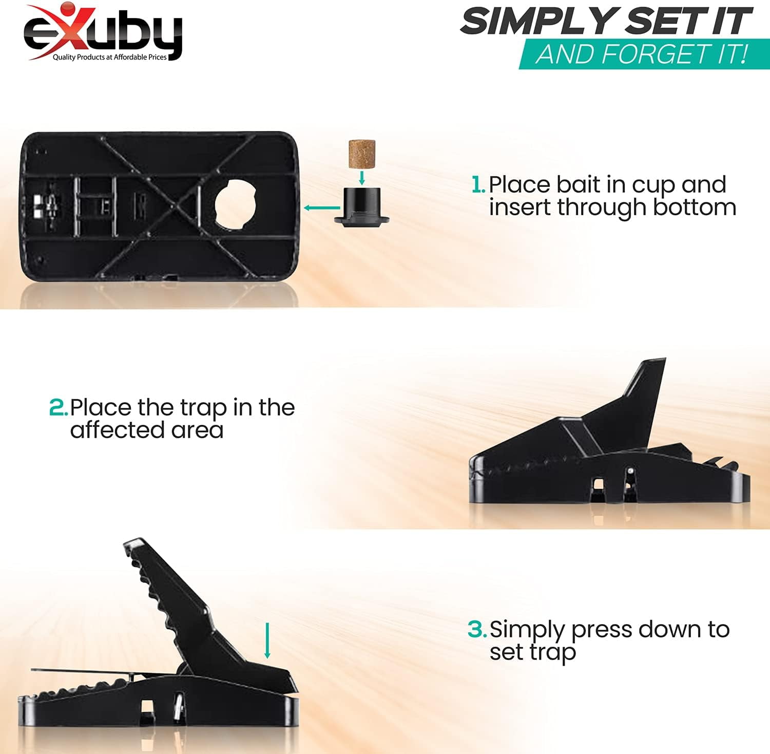 eXuby Large Powerful Rat Traps (6 Pack) - Kills Instantly with Powerful Steel Spring - Setup in Seconds - Wash & Reuse Over & Over - Rat Control without Harmful Poisons or Chemicals