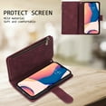 thumbnail image 2 of ELEHOLD for iPhone 14 Case, PU Leather Case Magnetic Closure Handbag Zipper Pocket Kickstand Card Slots Flip Shockproof Wallet Case with Strap,Winered, 2 of 9