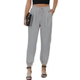 thumbnail image 3 of Pantalones con cordones de cintura alta de Europa y América, pantalones casuales elegantes a juego de color sólido para mujer., 3 of 6