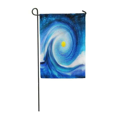 SIDONKU Blue Sea Dramatic Wave in The Space Abstract Painting Moon Garden Flag Decorative Flag House Banner 12x18 inch