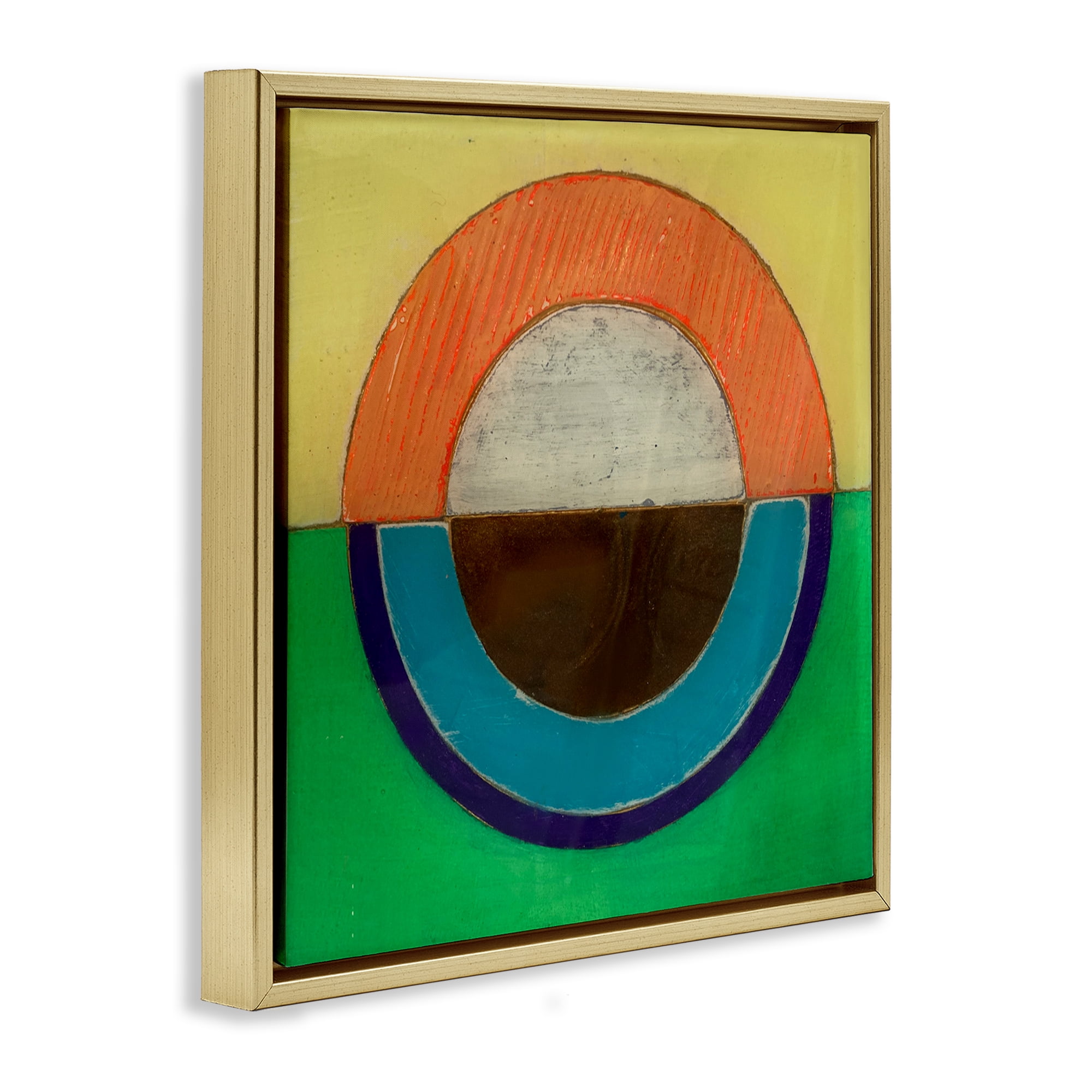 Stupell Industries Balanced Circle Symmetry Gold Framed Floater Canvas Wall Art, design by Matthew Finger