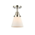 thumbnail image 2 of Innovations Lighting  Caden Cone - 1 Light 6" Flush Mount Polished Nickel/Matte White, 2 of 5