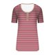 thumbnail image 2 of Camisetas de Manga Corta para las Mujeres Rayas Impreso Botón Arriba Tee, Cuello Redondo Casual Tops de Algodón para las Mujeres, 2 of 4