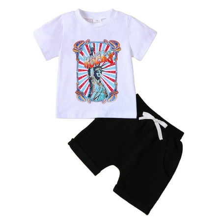 

Emmababy Get your Baby Boy Ready for Independence Day with Statue Print T-Shirt and Shorts
