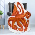 thumbnail image 4 of Octopus Soft Flannel Fleece Throw Blanket, Octopus Pattern Illustration Underwater World Wild Nature Themed Artwork Print, Cozy Plush for Indoor and Outdoor Use, 70" x 90", Orange White, by Ambesonne, 4 of 5