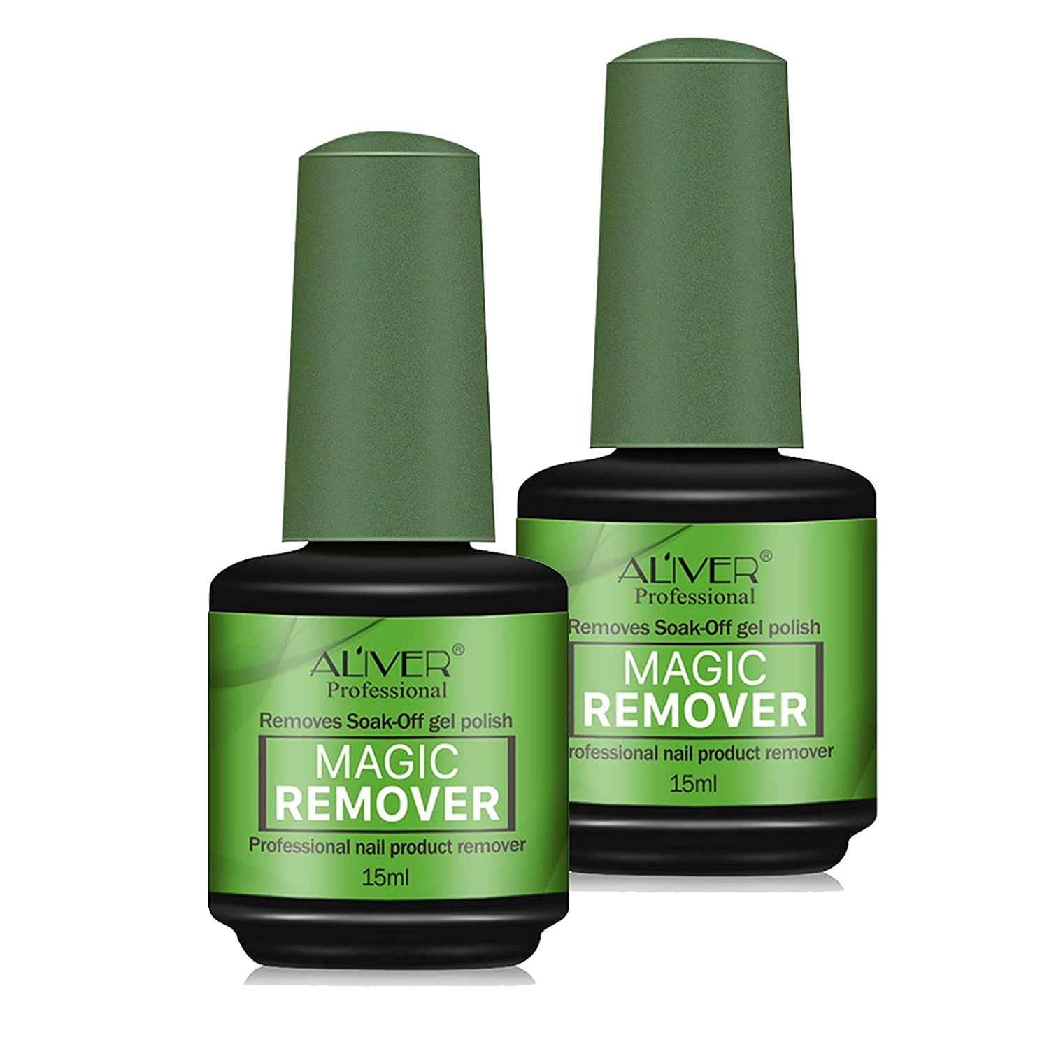 Aliver 2 Pack Professional Remove Gel Nail Polish Acrylic Coat Soak Off Remover Cleaner, 1 fl oz