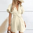 thumbnail image 2 of Jerdar Outfits for Women Summer Casual Short Sleeve Button Down Tops Blouses Shirts and Shorts Set with Pockets Jumpsuit M, 2 of 6