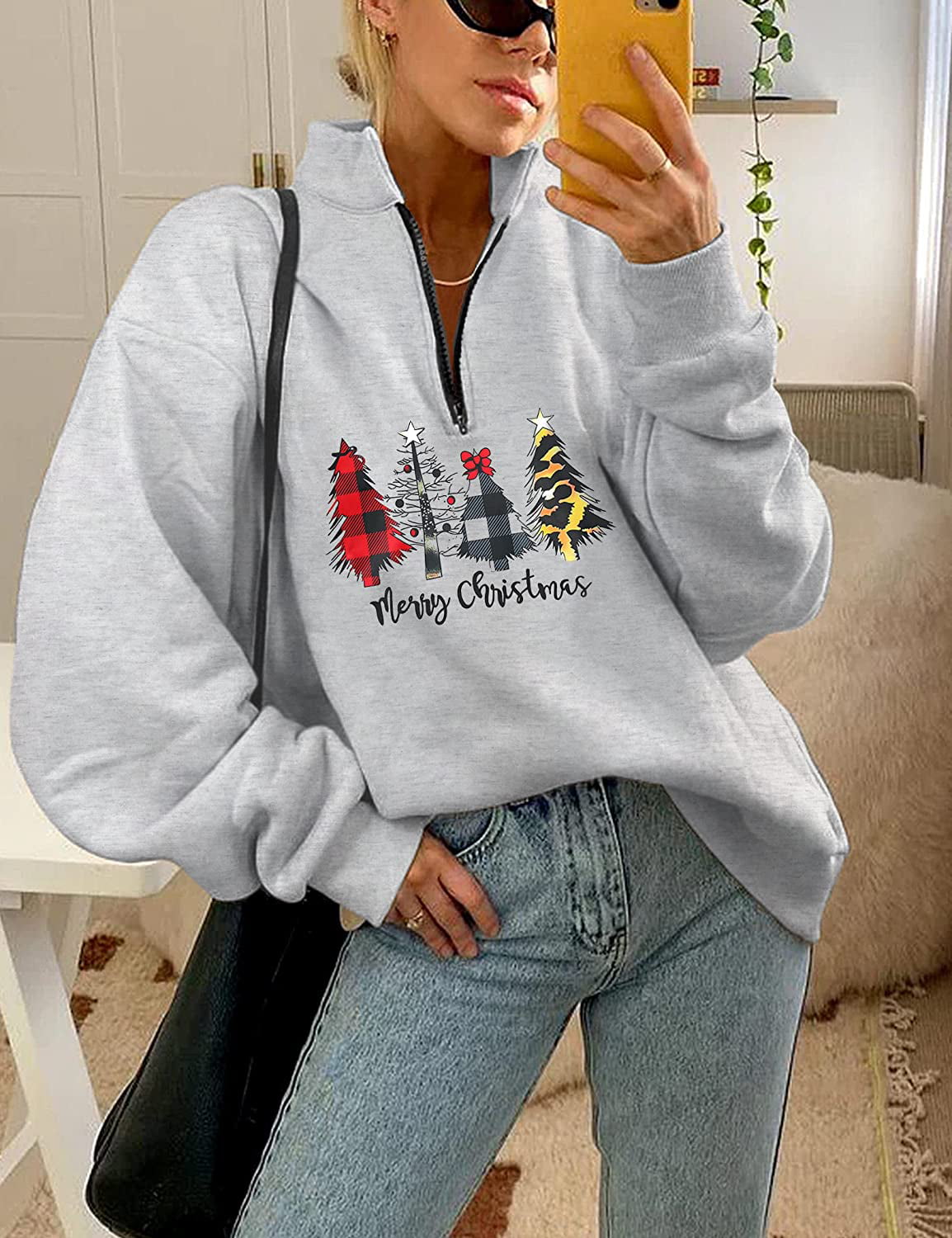 Kcocoo Christmas Women Hoodies Oversized Sweatshirt Sweaters with Fluffy  Hoodie Long Sleeve Shirts Loose Y2K Clothes Pullover(Green#02 - ShopStyle