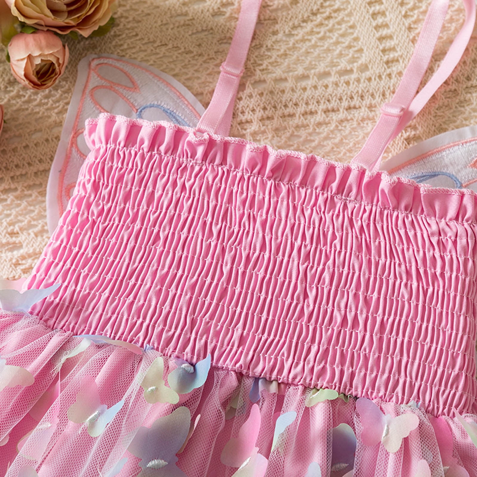 Baby Girl Dress Toddler Daily Sleeveless Suspenders Dress Dance Party Princess Dresses Clothes Baby Dresses Pink 1 Years-2 Years