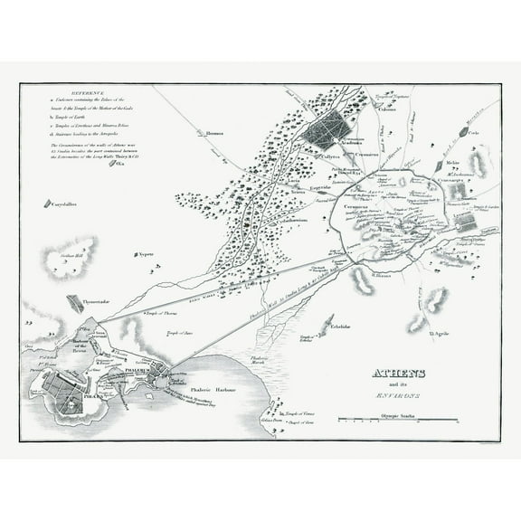 Historic Map - Athens Greece - Oxford 1828 - 30.13 x 23 - Vintage Wall Art