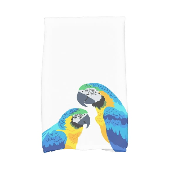 Simply Daisy, 16 x 25 Inch, Macaw Close Up, Animal Print Kitchen Towel, Mid Blue