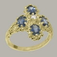 thumbnail image 2 of LBG British Made 10k Yellow Gold Natural Diamond & Sapphire Womens Statement Ring - 33 size options - Size 7.25, 2 of 6