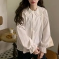 thumbnail image 1 of Gidyq-Camisa blanca Vintage para mujer, blusa elegante de manga larga, estilo Preppy, Y2K, dulce, Kawaii, combina con todo, 1 of 5