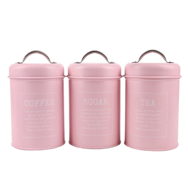 Bote de Almacenamiento de Cocina Macarena Set de 3 piezas para alimentos color rosa