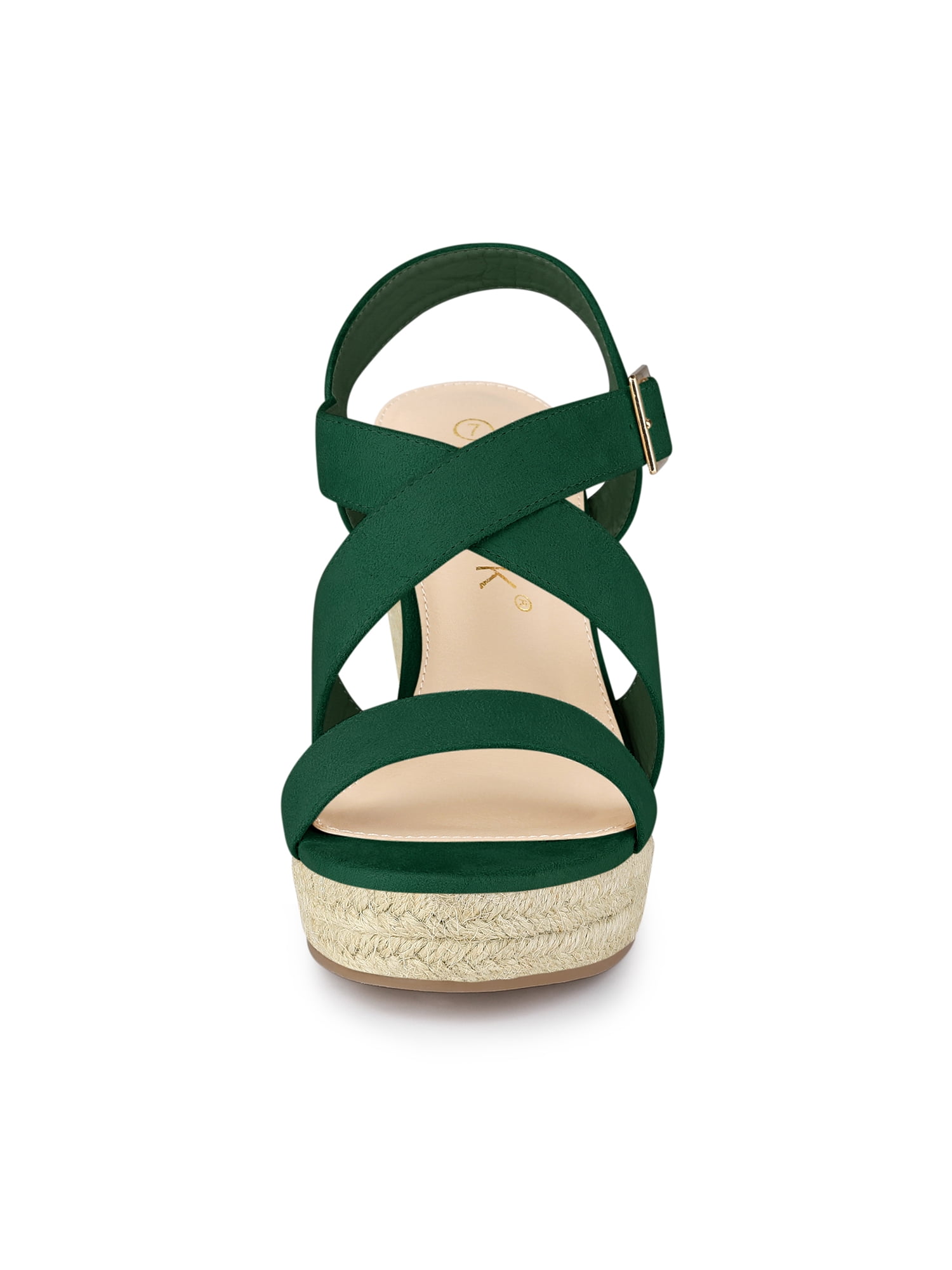 DARING DIVA Women's Stylish Espadrilles Platform Slingback Wedges Sandals Emerald Green 10