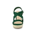 thumbnail image 6 of BLISSFUL STEP Women's Shoes Crisscross Ankle Strap Espadrille Wedge Sandals Emerald Green 10, 6 of 7