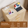 thumbnail image 4 of Aufeile Nightstand with Charging Station, 3 Drawer Nightstand for Bedroom, Fluted Bedside Table with USB Ports, Modern Wood Bedroom Side Table with Drawers, Natural, 4 of 7