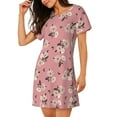 thumbnail image 2 of Honeii Rose Flowers Print Women's Loose Short Sleeve Nightgown, Soft Cotton Sleepwear, Comfy Loose Fit Pajama Dress for Sleep and Lounge, 2 of 6