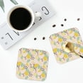 thumbnail image 5 of Pofeuu Lemon Leaves Print Leather Coasters Set of 6, Round Cups Mugs Mat Pad for Home Kitchen Heat Resistant Drink Coasters,Square, 5 of 7