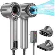 Ionic Hair Dryer, Fast-Drying with Brushless DC Motor,Salon Negative Ions Blow Dryer,No Heat Damage,UL Approved and ALCI Safety Plug,Cold Button Light & Low Noise 2 Magnetic Nozzles