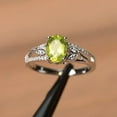thumbnail image 2 of Divine Creation 2.00 Ct Oval Cut London Green Peridot Christmas Thanksgiving Engagement Halo Ring 14K White Gold Plated 925 Sterling Silver For Women's -8, 2 of 3