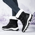 thumbnail image 4 of Womens Hiking Boots Winter Thickened Plush Warm Waterproof High Top Snow Booties Lace up Non Slip Outdoor Mid Calf Boots Black Size 9, 4 of 8