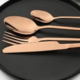 thumbnail image 6 of 24-Piece Mirror Rose Gold Flatware Set, 18/0 Stainless Steel Cutlery Set Service for 6, Tableware Utensils Include Knife Fork Spoon and Teaspoon, Dishwasher Safe, 6 of 14