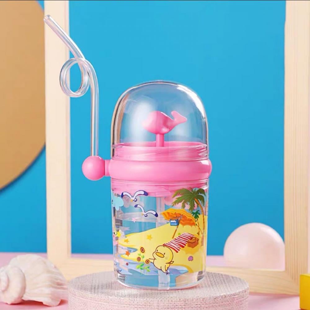 Kids' Cups with Lids and Straws, Whale Spray Drinking Cup Water Spray Cup,  Unbreakable, Durable, Safety-Kids' Water Bottle 