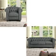 thumbnail image 2 of Morden Fort Linen Fabric Sofas for Living Room Furniture Sets Chair and Sofa 2 Pieces Gray, 2 of 7