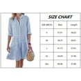 thumbnail image 2 of Chouyatou Womens Striped Button Down Midi Shirt Dress Casual Loose Cuffed Long Sleeve Mid Long Dresses, 2 of 2