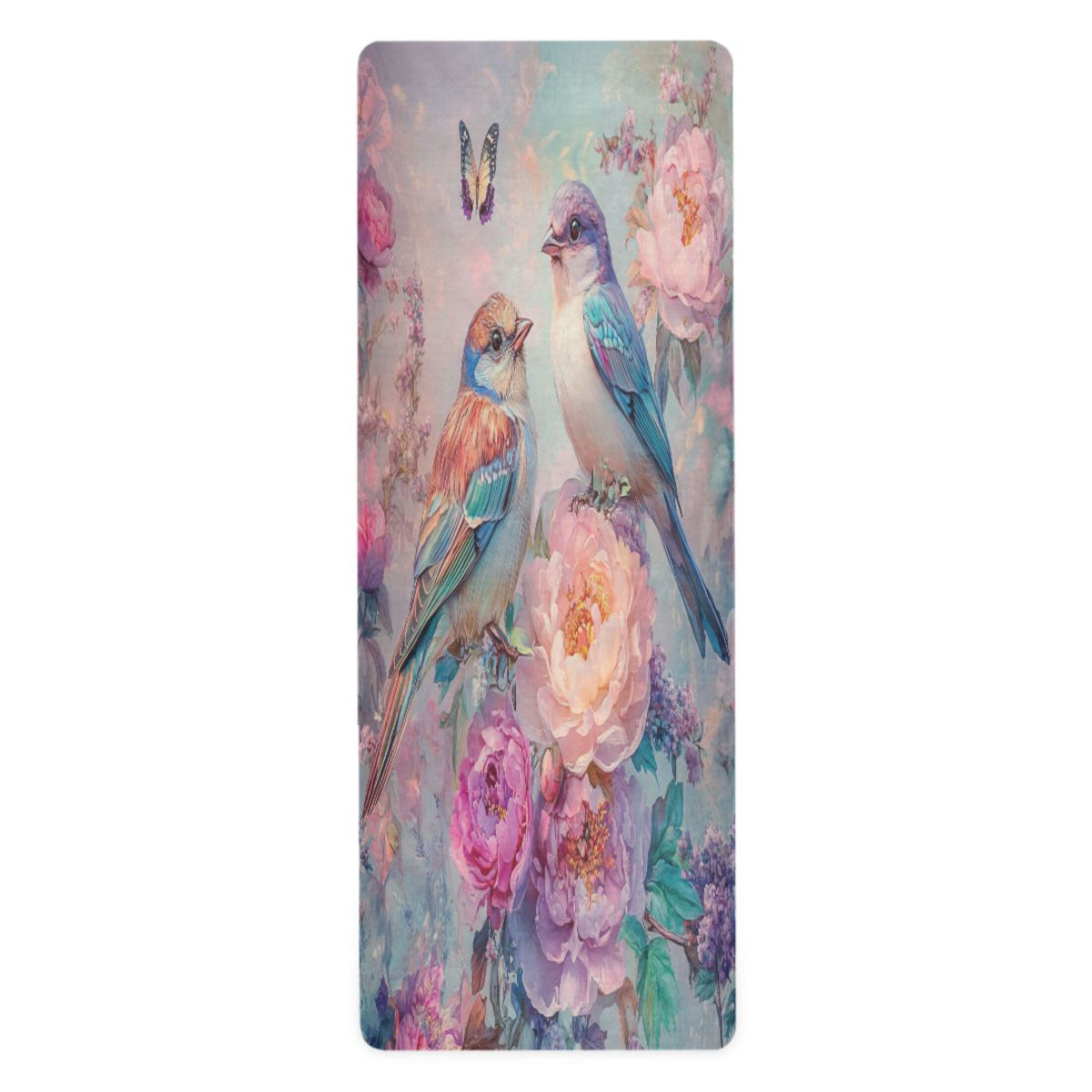 BZSMCE Yoga Mat Women Butterflies Colorful Birds Flowers Fitness Mat
