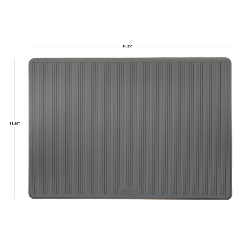 Comfy Grip Rectangle Gray Silicone Dish Drying Mat - 15 3/4 x 11 3/4 - 1