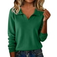 thumbnail image 2 of AUNVITO Women's V-Neck Slim Fit Long Sleeve Knit Sweater with Lightweight Comfort, 2 of 9