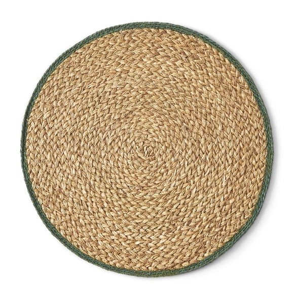 Set de table rond Hometrends Solid Border 100 % jonc de mer, vert, 38 cm (15 po)