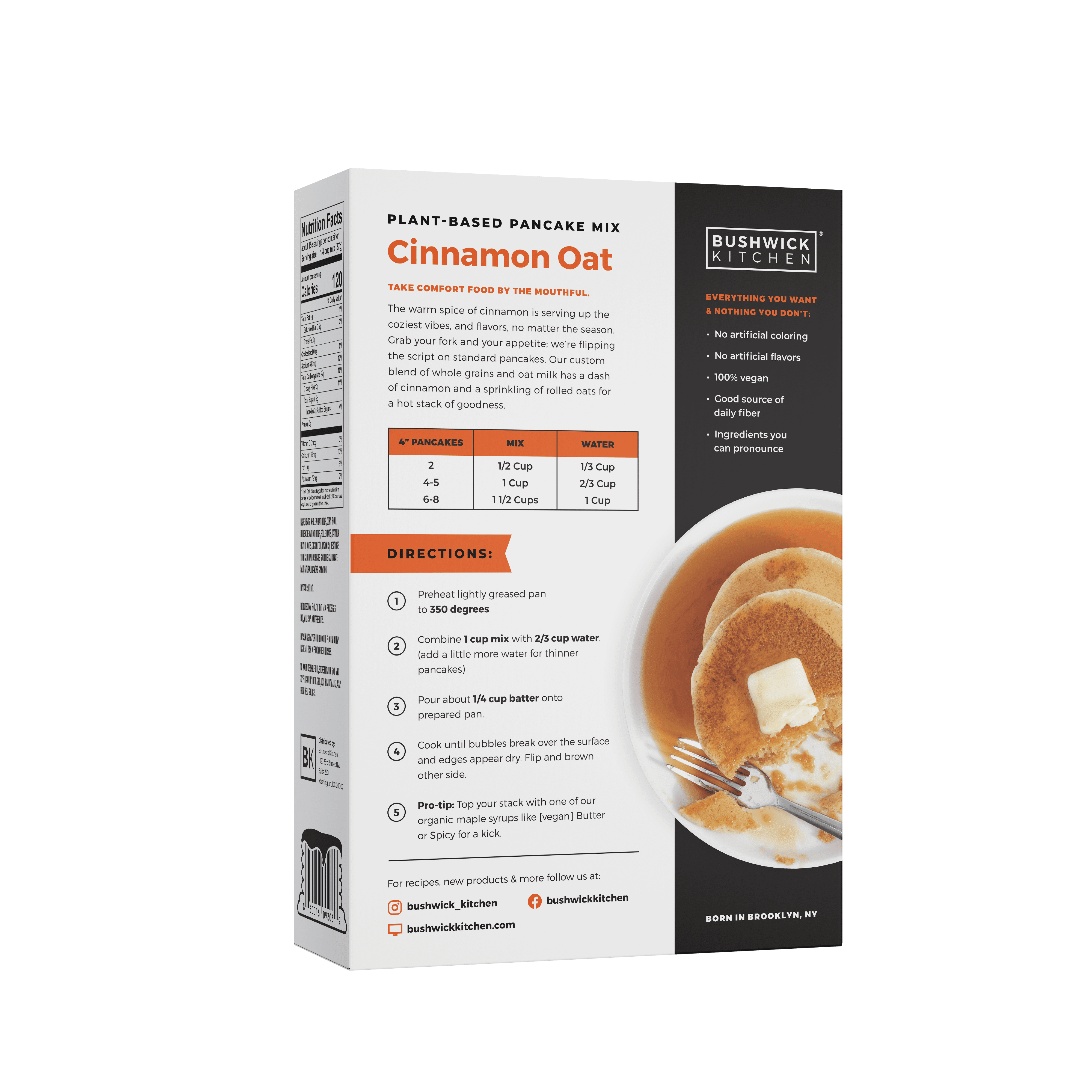 Bushwick Kitchen Oat Milk Pancake and Waffle Mix, Cinnamon Oat, 20 oz