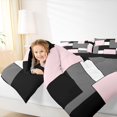 thumbnail image 5 of Manfei Pink Gray Square Full Size Bedding Sets, Minimalism Geometric Grid Full Size Bed in a Bag, Black Reversible 7 Pieces, 5 of 6