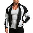 thumbnail image 2 of LYSMORA Men's Color Block Track Jacket Stand Collar Full Zip Outerwear Side Pocket Athletic Windbreaker Coat, 2 of 5