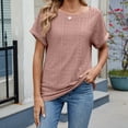 thumbnail image 6 of Lenpel Women's T Shirts Trendy Short Sleeve Crew Neck Eyelet Embroidered Tunic Tops Summer Casual Tee Blouses, 6 of 6