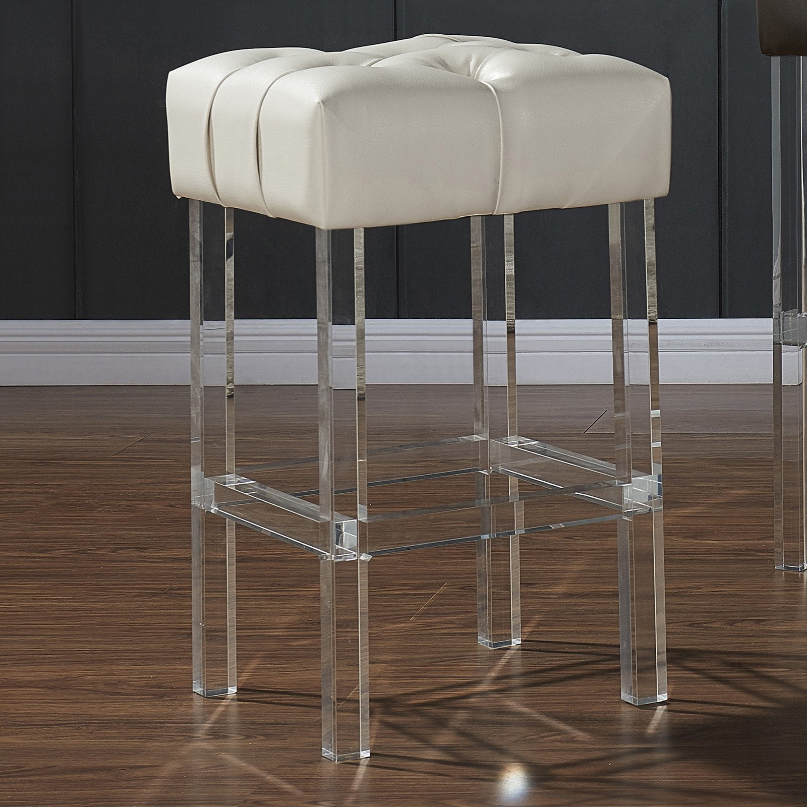 Contemporary Bonded Leather & Acrylic 26'' Counter Stool