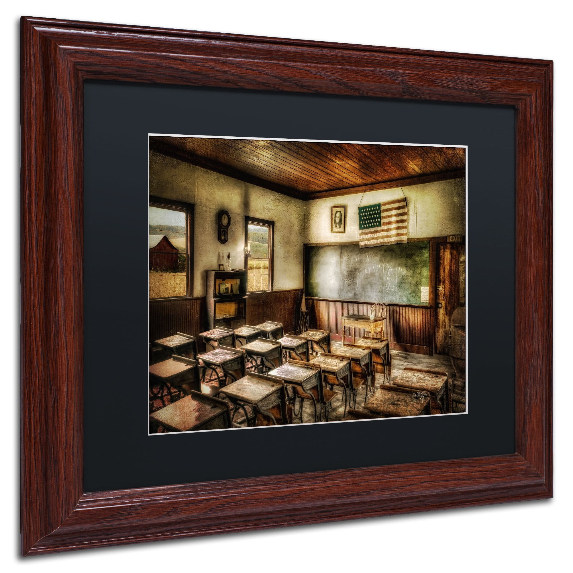 Trademark Fine Art "One Room School" Canvas Art by Lois Bryan, Black Mat, Wood Frame
