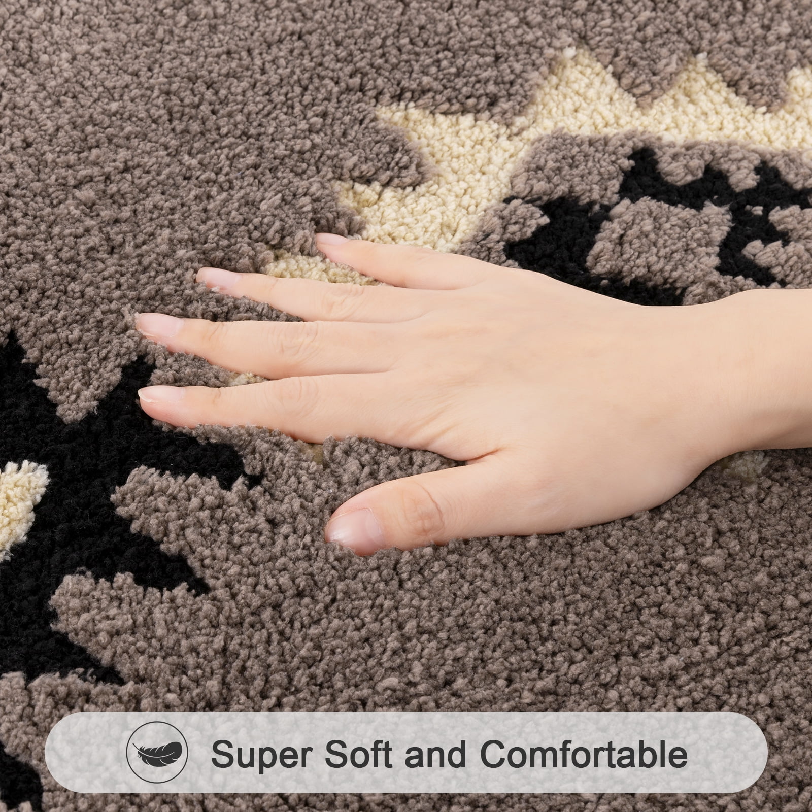 Bathroom Rugs Sets 4 Piece with Toilet Lid Cover, Non Slip Bathroom Mats Extra Soft Chenille Bath Rugs Absorbent Shaggy Rugs Perfect Plush Mats U-Shaped Toilet Rug and Toilet Cover Kitchen