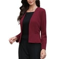 thumbnail image 4 of INSPIRE CHIC Blazer for Women's Work Office Casual Long Sleeve Open Front Collarless Suit Jackets with Pockets XL Burgundy, 4 of 6