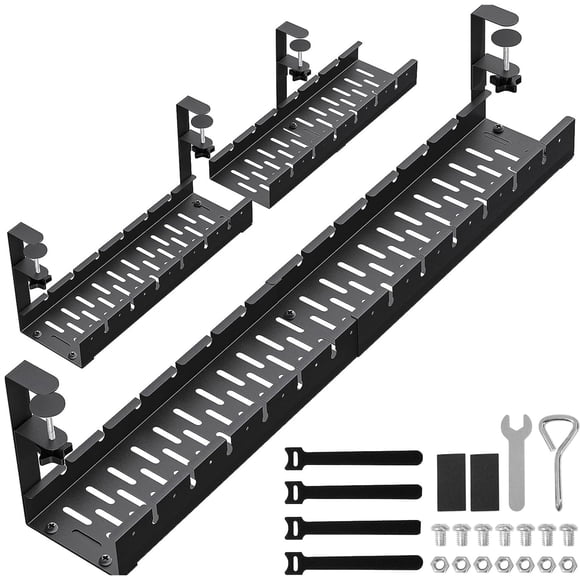Bandeja de gestión de cables WIGAKDRU, extensible, 79 cm, metálica, negra