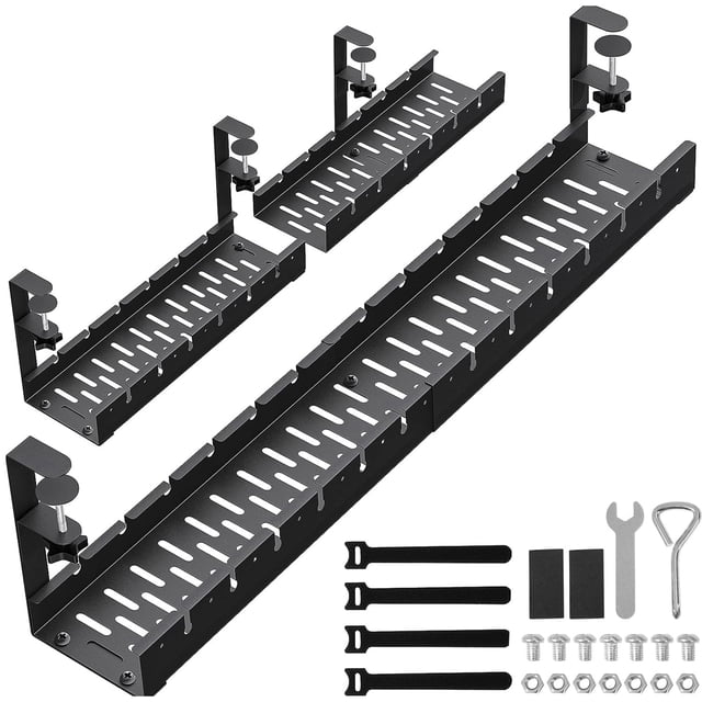 Bandeja de gestión de cables WIGAKDRU, extensible, 79 cm, metálica, negra