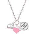 thumbnail image 1 of Delight Jewelry Silvertone Open Pink Crystal Butterfly Wing - Light Pink Heart Nurse Strong Zoe Necklace, 1 of 4