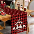 thumbnail image 3 of Jesus Christmas Decorations Table Runner Buffalo Plaid Holy Night Nativity Christ Seasonal Winter Merry Christmas Xmas Kitchen Dining Table Home Decor 13x36 Inch, 3 of 5
