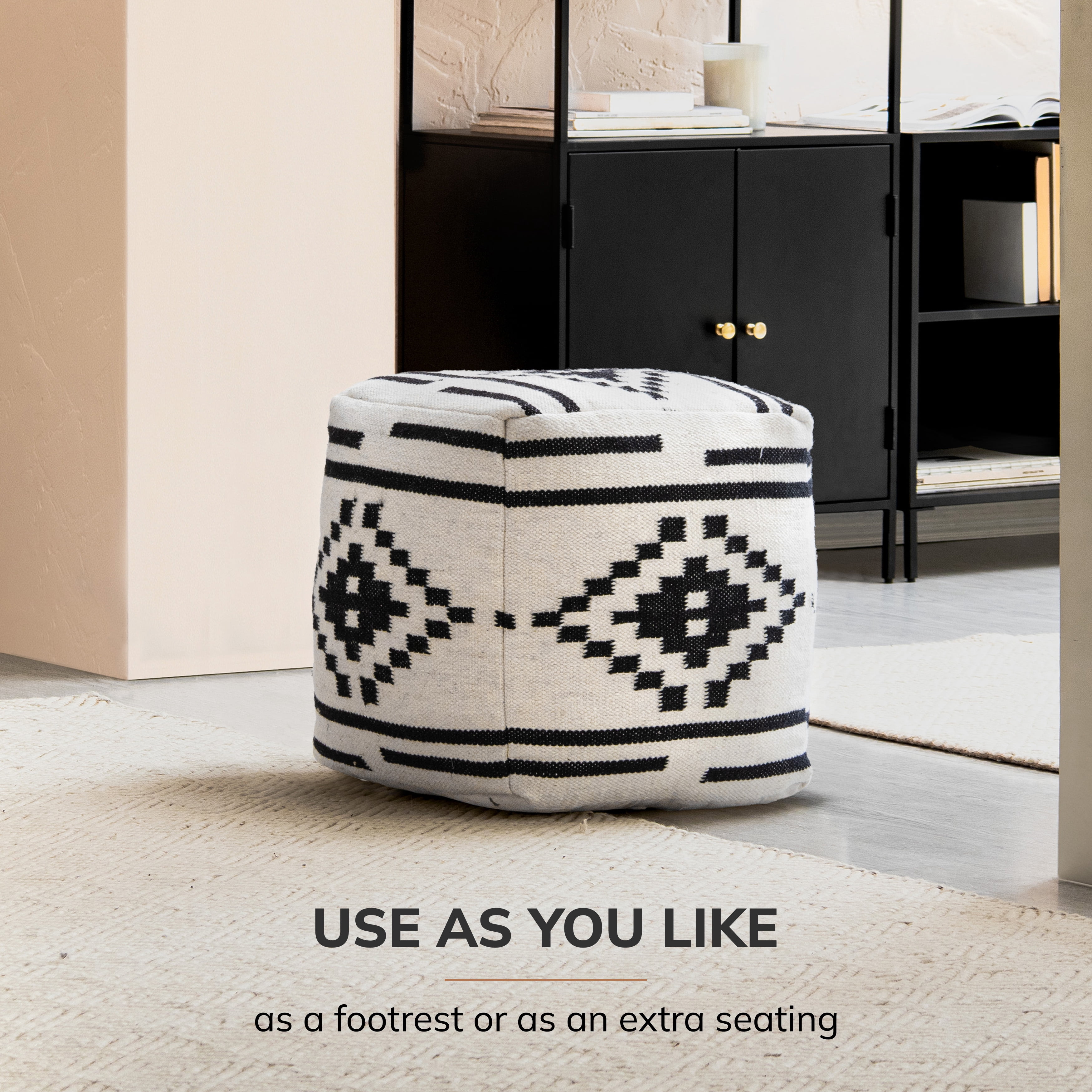 Anji Mountain Cube Geometric Woven Pouf